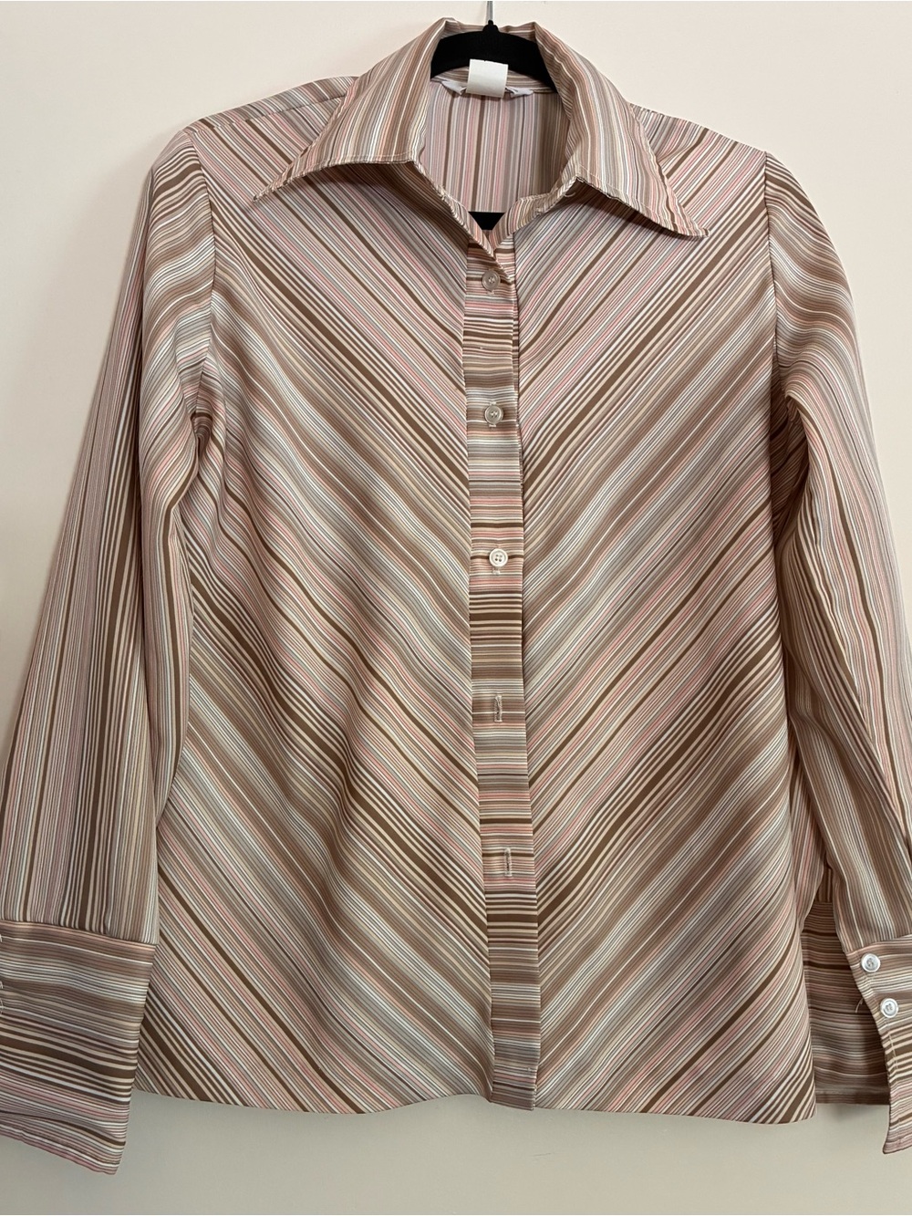 Alice Stuart Shirt Womens Striped Button Up Top Long Sleeve Large *READ*